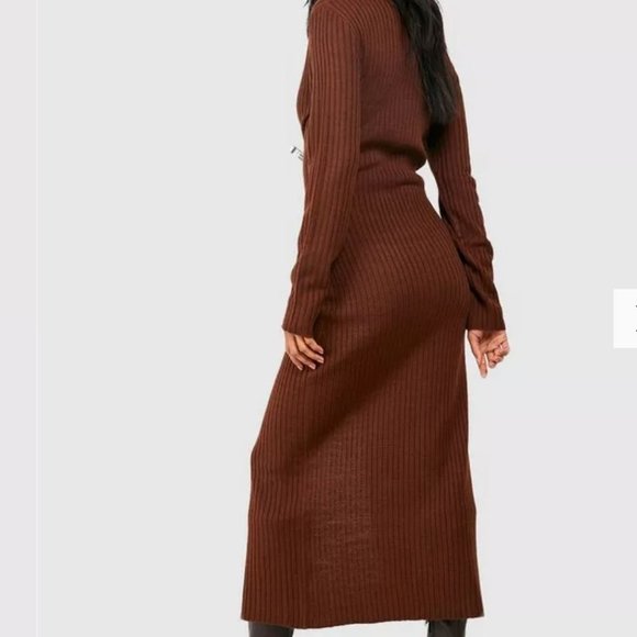 BNWT Forever 21 Chocolate Long Knitted Button Up Maxi Sweater Cardigan Dress - Picture 8 of 10